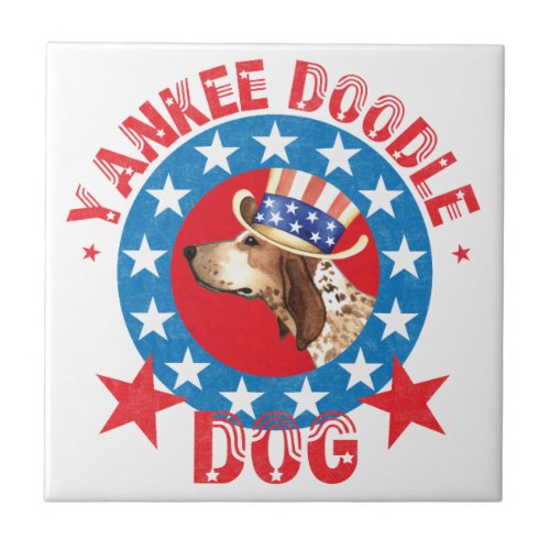 Patriotic American English Coonhound Ceramic Tile