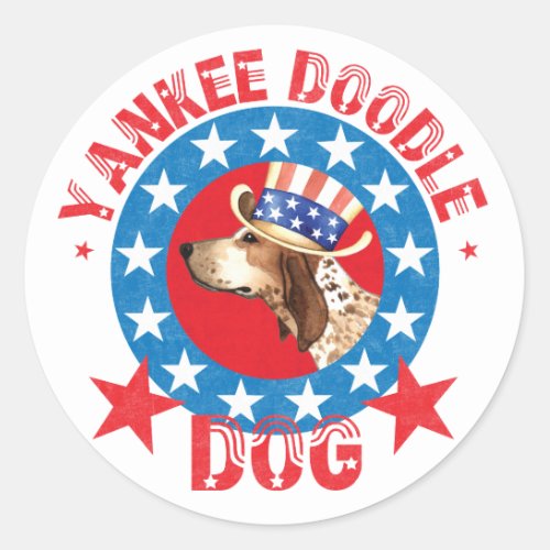 Patriotic American English Coonhound Classic Round Sticker