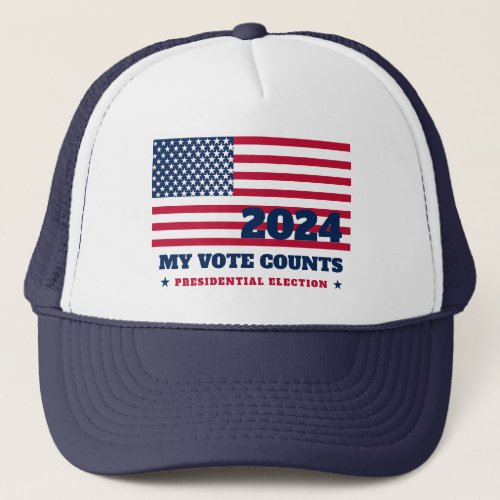 Patriotic American Flag 2024 Presidential Election Trucker Hat