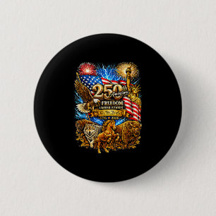 Patriotic american flag 250 years of freedom the button