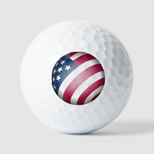 Patriotic American Flag, 3D Globe Art Golf Balls