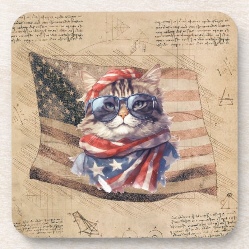 Patriotic American flag 4th July independence day Beverage Coaster