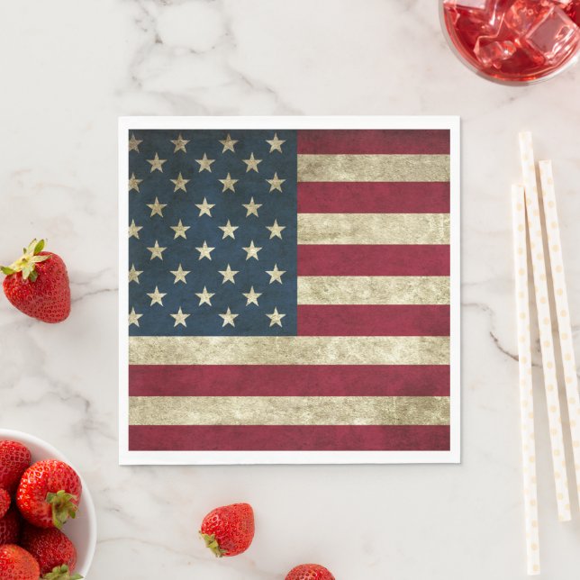 Patriotic American Flag 4th July Independence Day Napkins (Insitu)