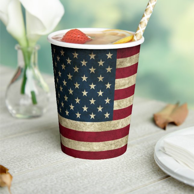 Patriotic American Flag 4th July Independence Day Paper Cups (Insitu)