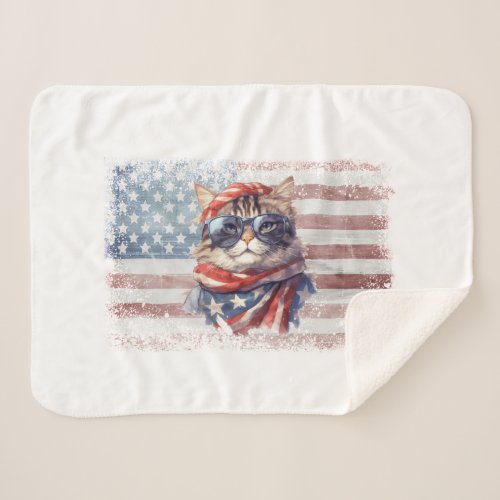 Patriotic American flag 4th July independence day Sherpa Blanket