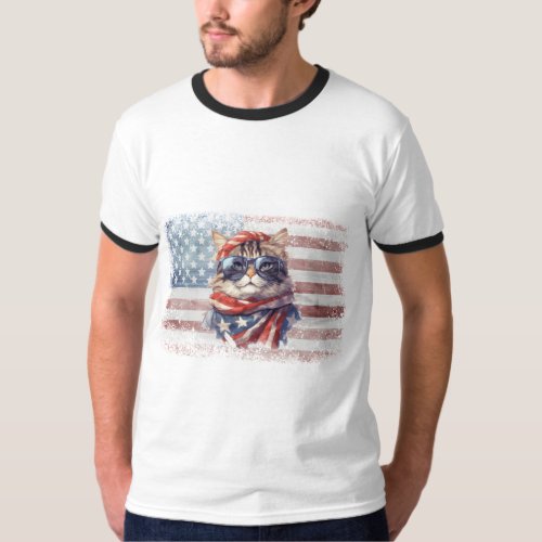 Patriotic American flag 4th July independence day T_Shirt