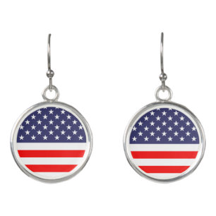 Patriotic American flag 4th of July drop earrings