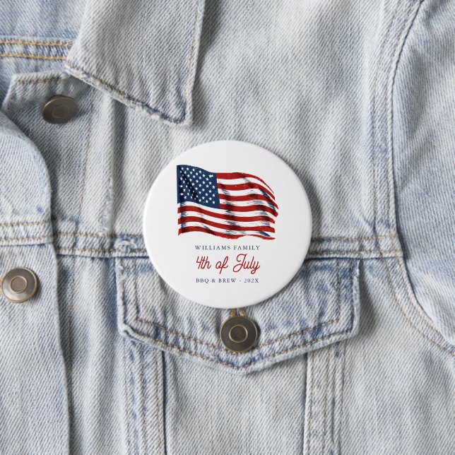 Patriotic American Flag 4th of July Family Reunion Button (In Situ)
