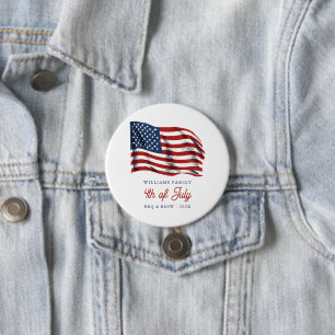 Patriotic American Flag 4th of July Family Reunion Button