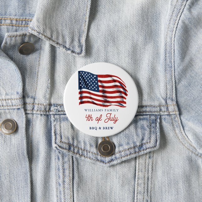 Patriotic American Flag 4th of July Family Reunion Button (In Situ)
