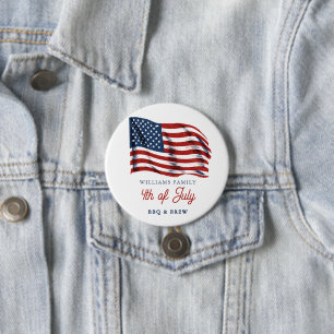 Patriotic American Flag 4th of July Family Reunion Button
