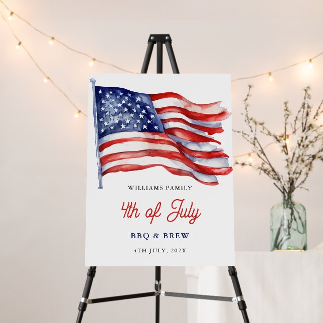 Patriotic American Flag 4th of July Family Reunion Foam Board (In Situ (Stand))