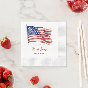 Patriotic American Flag 4th of July Family Reunion Napkins