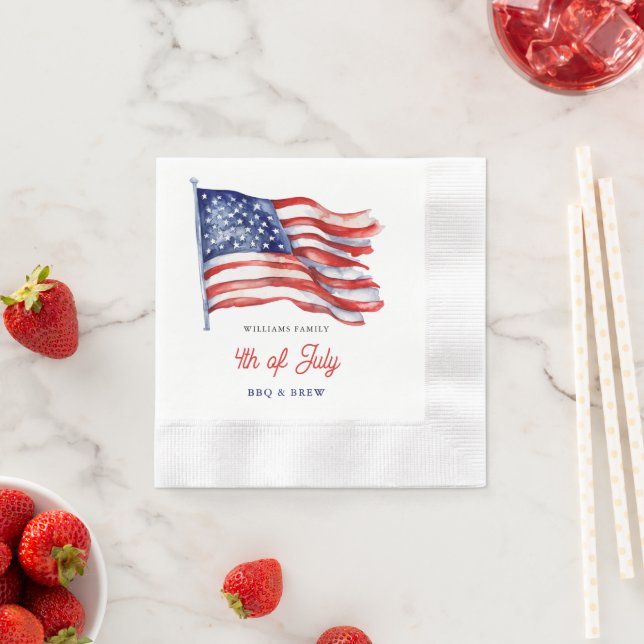 Patriotic American Flag 4th of July Family Reunion Napkins (Insitu)