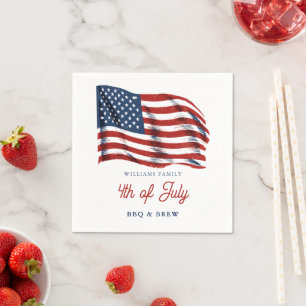 Patriotic American Flag 4th of July Family Reunion Napkins