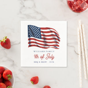 Patriotic American Flag 4th of July Family Reunion Napkins