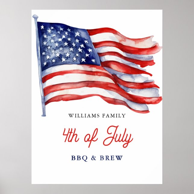 Patriotic American Flag 4th of July Family Reunion Poster (Front)