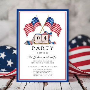Patriotic American Flag 4th Of July Party Invitation