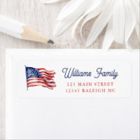 Patriotic American Flag 4th of July Return Address
