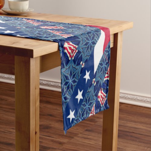 Patriotic American Flag 4th of July Short Table Runner