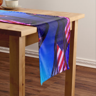 Patriotic American Flag 4th of July Short Table Runner