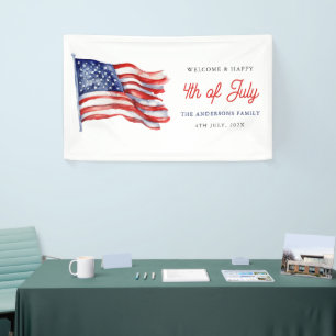 Patriotic American Flag 4th of July Welcome Sign