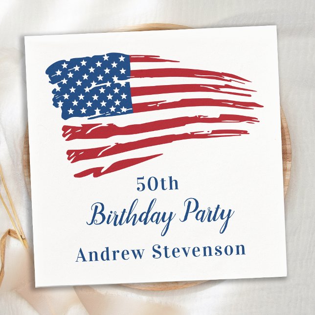 Patriotic American Flag 50th Birthday Party Napkins (Creator Uploaded)