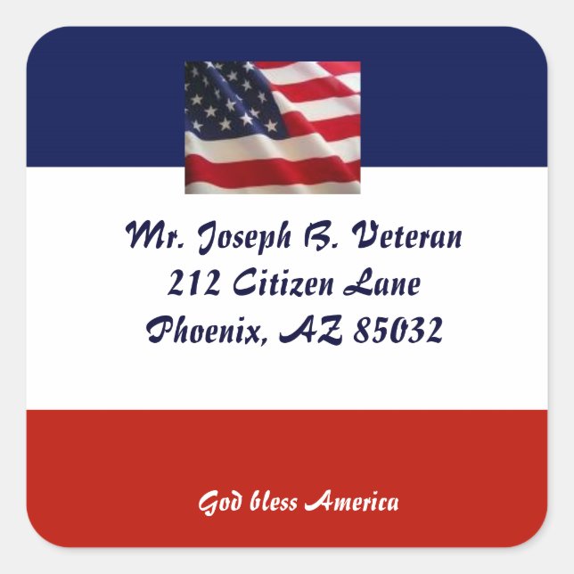 Patriotic American Flag address label (Front)