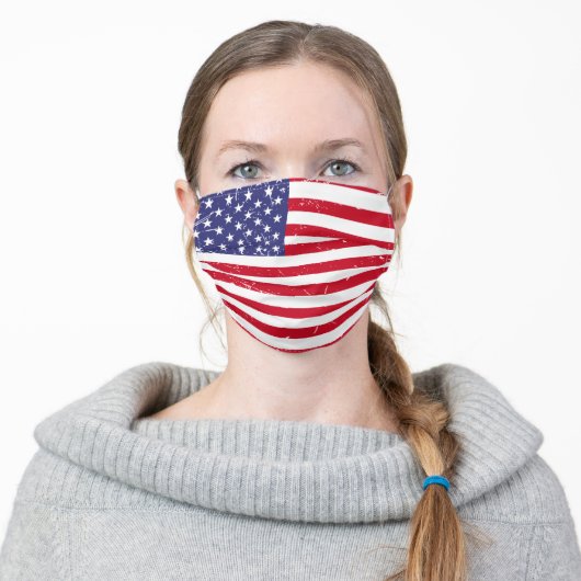 Patriotic American Flag Adult Cloth Face Mask (Worn)