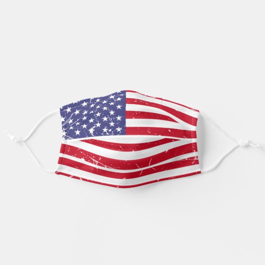 Patriotic American Flag Adult Cloth Face Mask (Front, Unfolded)