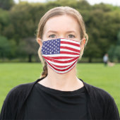 Patriotic American Flag Adult Cloth Face Mask (Outside)