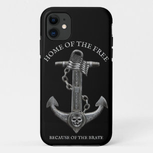 Patriotic American flag anchor pirate nautical iPhone 11 Case
