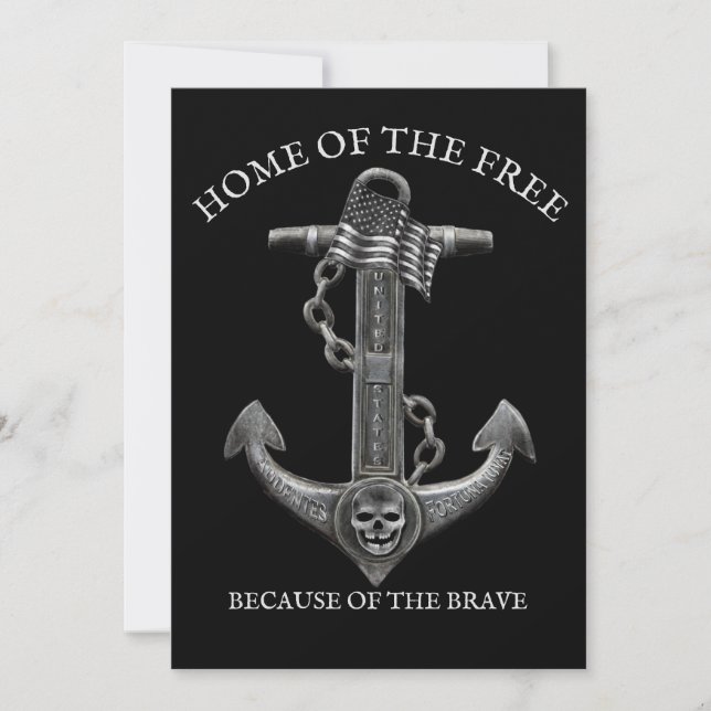 Patriotic American flag anchor pirate nautical  Holiday Card (Front)