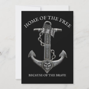 Patriotic American flag anchor pirate nautical Holiday Card