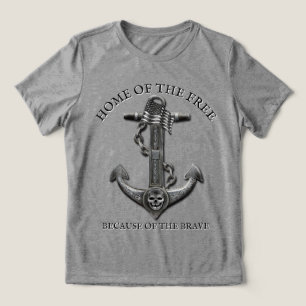 Patriotic American flag anchor pirate nautical Tri-Blend Shirt