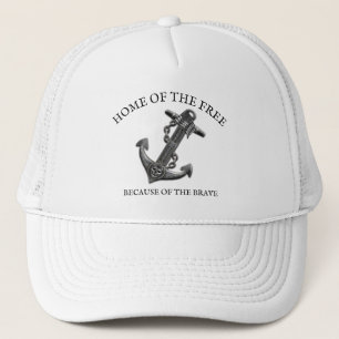Patriotic American flag anchor pirate nautical Trucker Hat