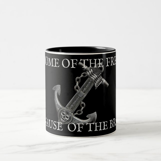Patriotic American flag anchor pirate nautical  Two-Tone Coffee Mug (Center)