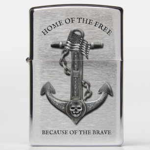 Patriotic American flag anchor pirate nautical Zippo Lighter