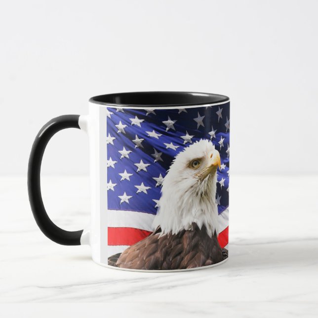Patriotic American Flag and American Eagle  Mug (Left)