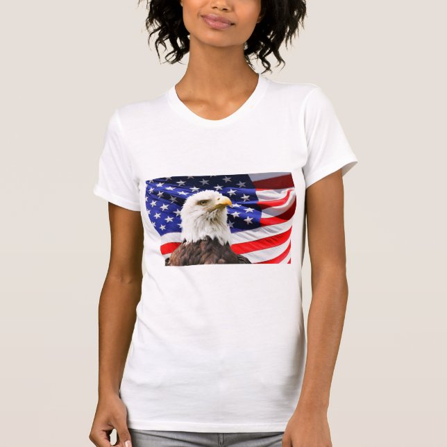 Patriotic American Flag and American Eagle  T-Shirt (Front)