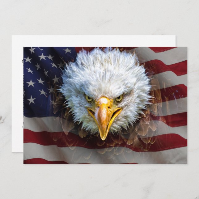 Patriotic American Flag and Eagle Invitation (Front/Back)