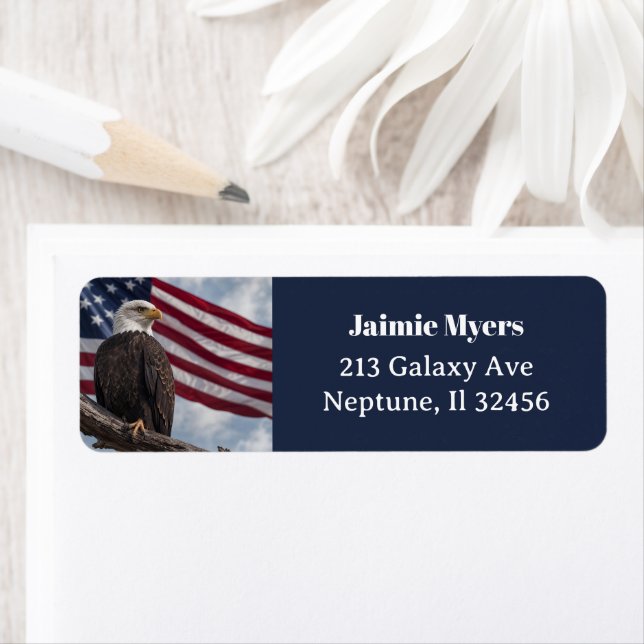 Patriotic American Flag and Eagle Label (Insitu)