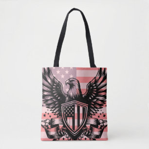 Patriotic American Flag and Eagle Masculine Men's Tote Bag