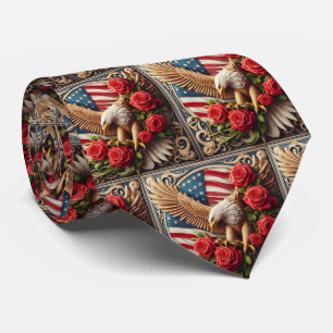 Patriotic American Flag and Eagle Neck Tie