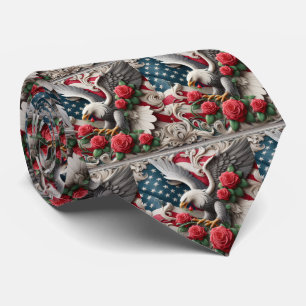 Patriotic American Flag and Eagle Neck Tie