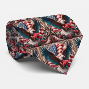 Patriotic American Flag and Eagle Neck Tie