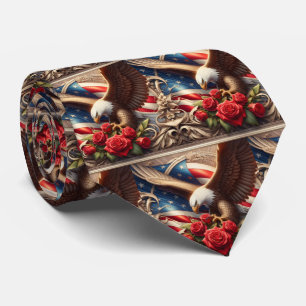 Patriotic American Flag and Eagle Neck Tie
