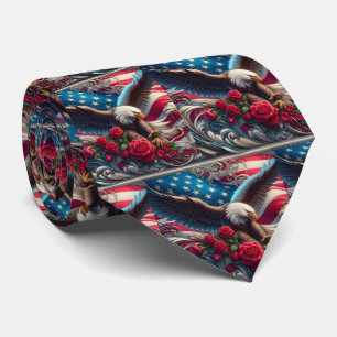 Patriotic American Flag and Eagle Neck Tie