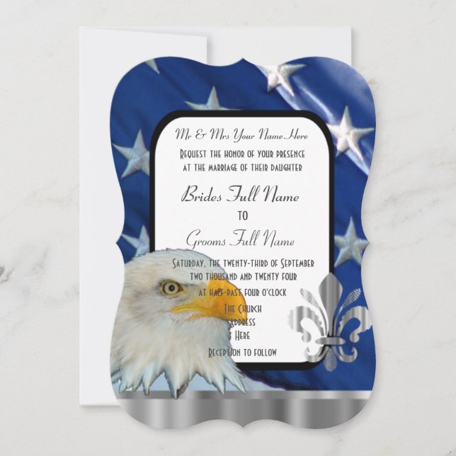 Patriotic American flag and eagle wedding Invitati Invitation (Front)