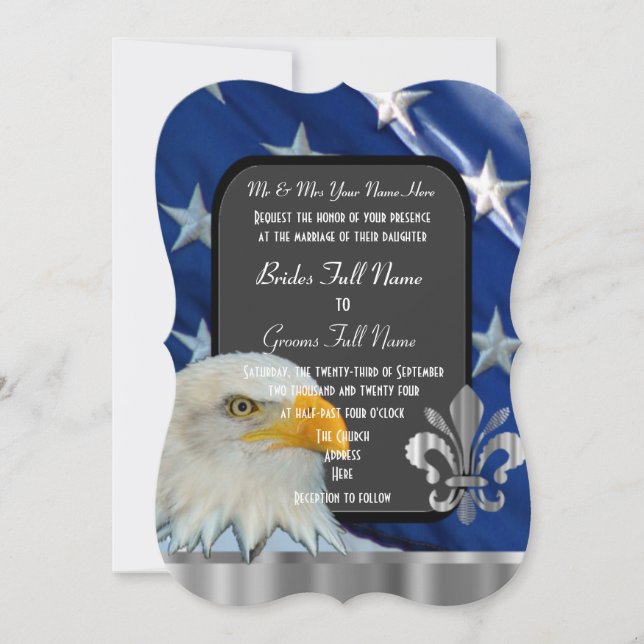 Patriotic American flag and eagle wedding Invitation (Front)